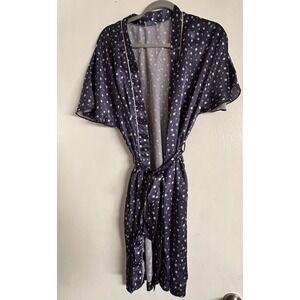 Vtg Lorraine Robe Blue & White Daisy Floral USA Lingerie Housecoat READ